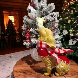 14.5" Light Up Golden Retriever Labrador Dog Snowflake Christmas Resin Figure